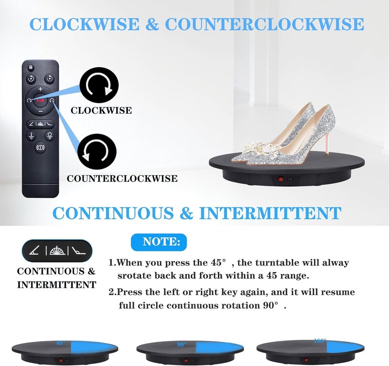 JAYEGT Motorized Rotating Display Stand, 350Lbs Load，360 Degree Electric Rotating Potography Turntable for Products Display，Live Show， Remote Control +5 Colors Backgrounds (Black/16.5inch /Wired) - Image 5